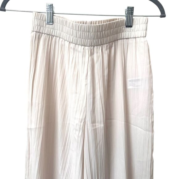 ZARA Crinkle Wide Leg Pants White X-Small - Picture 4 of 5
